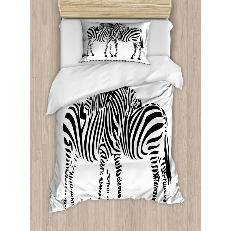 2 Zebras Silhouette Duvet Cover Set