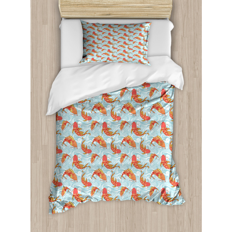 Japanese Carps in the Sea Duvet Cover Set