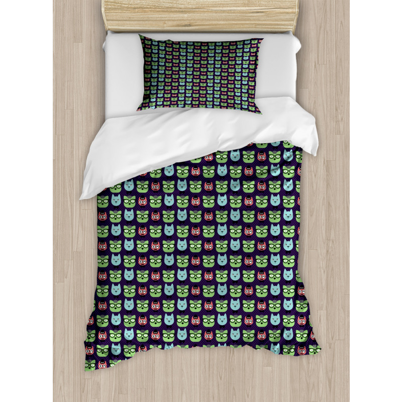 Cat Heads Geek Fashion Duvet Cover Set