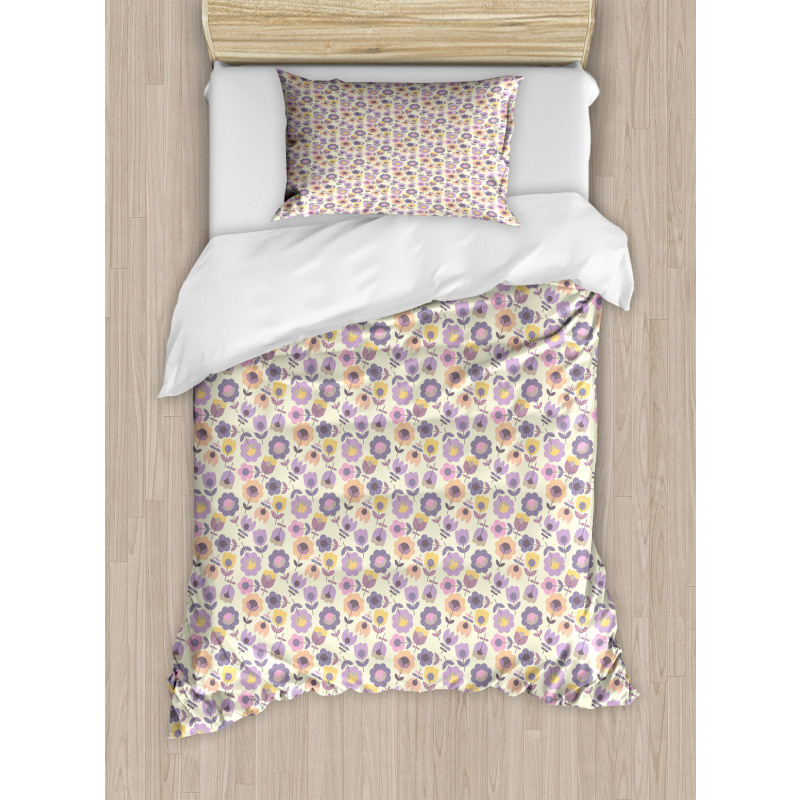 Graphic Tulip and Daisy Duvet Cover Set