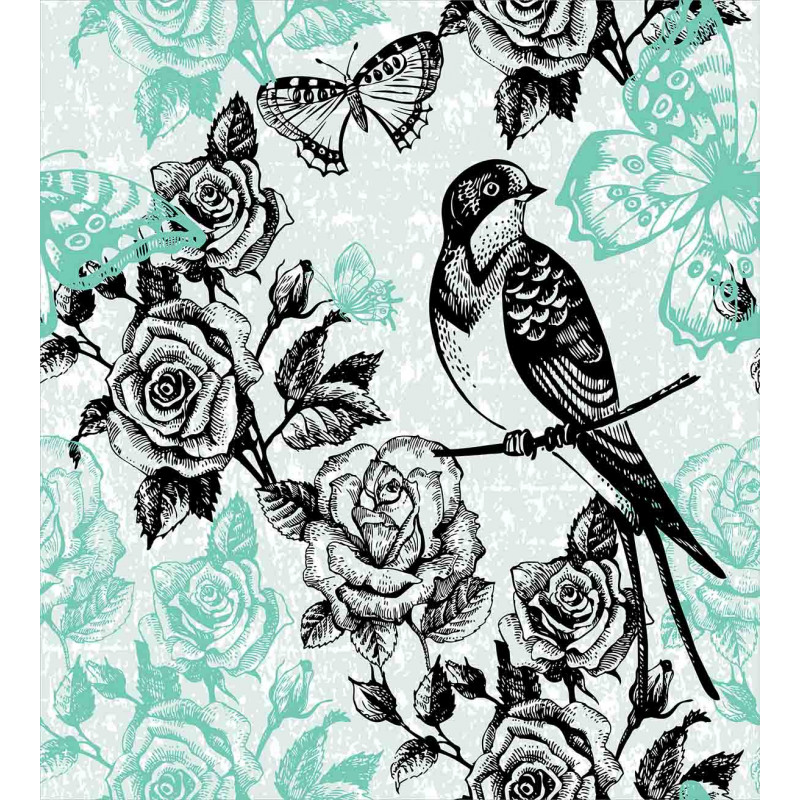 Mockingbird on Rose Tree Duvet Cover Set