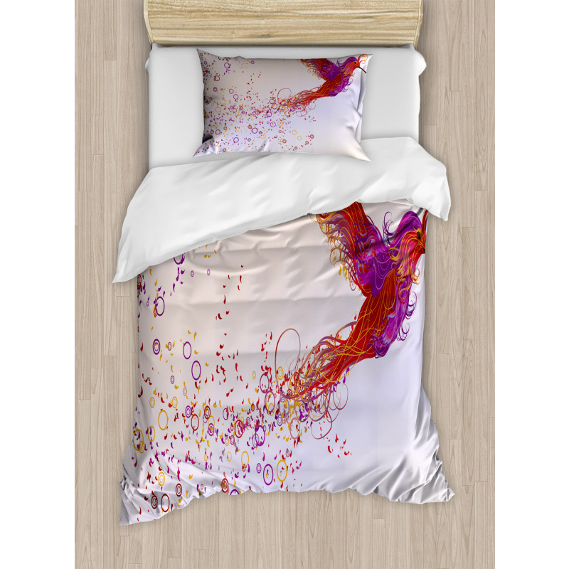 Curly Feather Hummingbird Duvet Cover Set