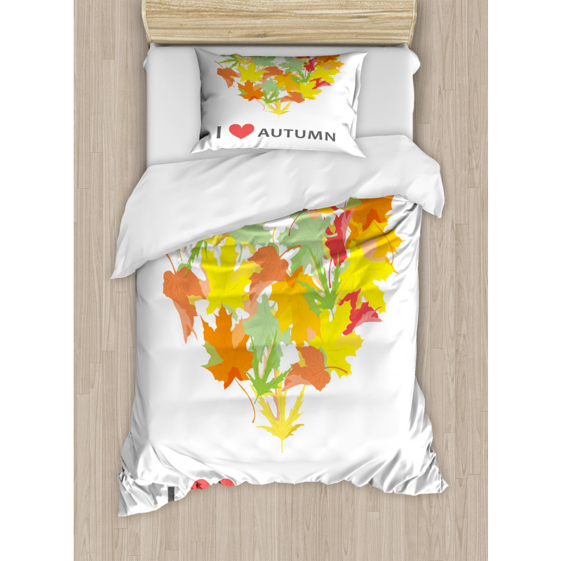 Maple Leaves with Heart Duvet Cover Set