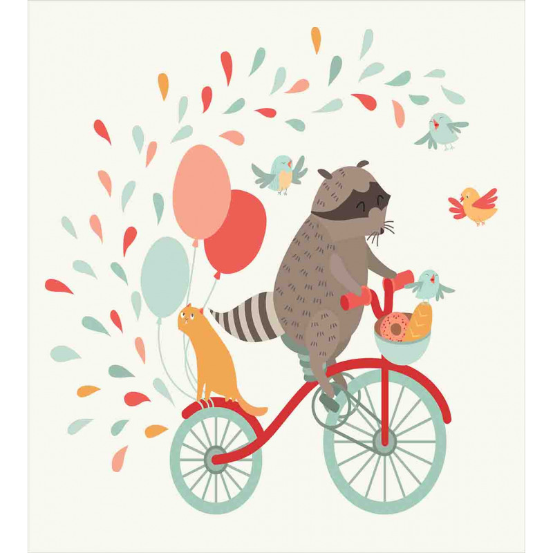 Raccoon on Bicycle Duvet Cover Set