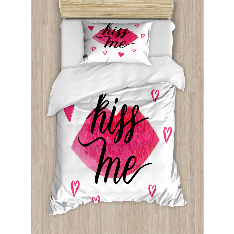 Grunge Hearts Lipstick Duvet Cover Set