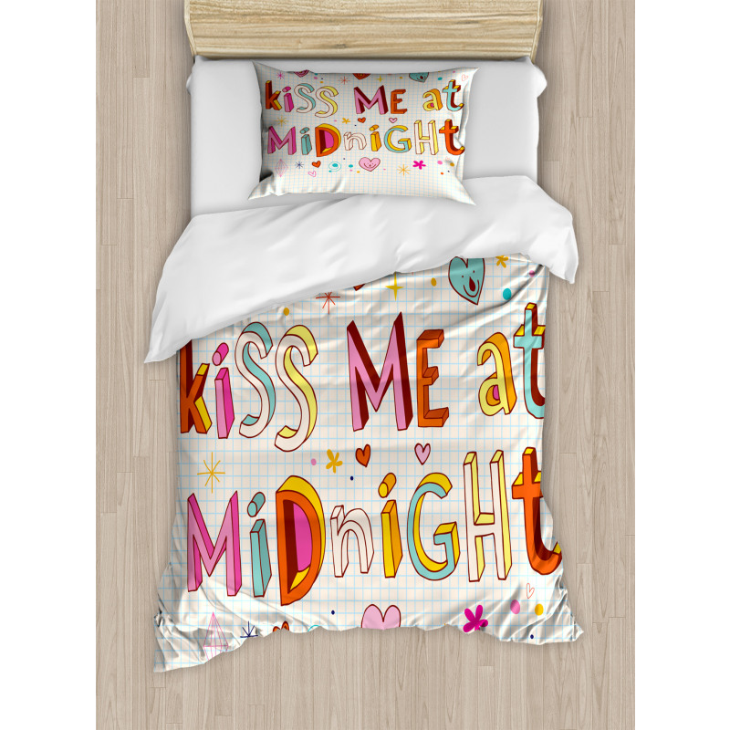 Colorful Letters Words Duvet Cover Set