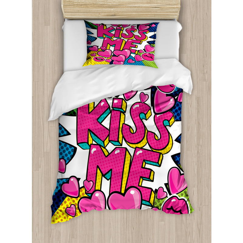 Retro Hearts Lipstick Duvet Cover Set