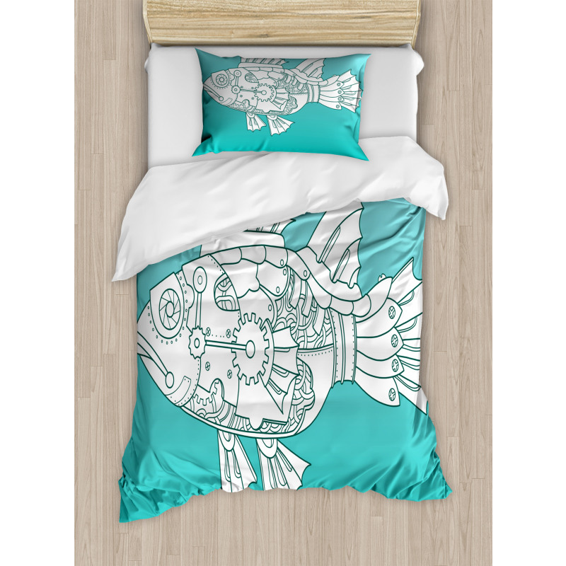 Doodle Mechanic Fish Duvet Cover Set