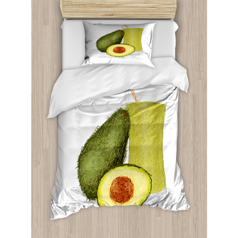 Fresh Avocado Smoothie Duvet Cover Set