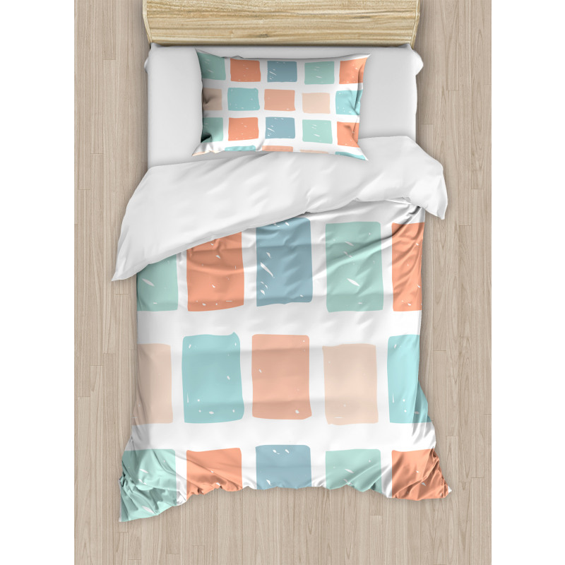 Pale Mosaic Squares Duvet Cover Set