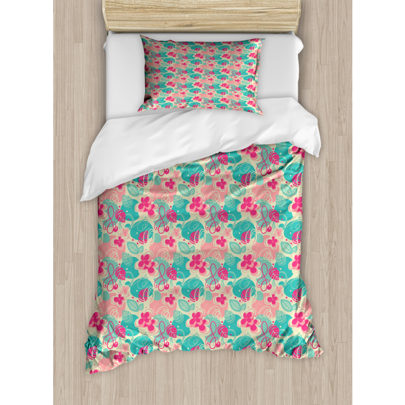 Doodle Foliage Leaves Duvet Cover Set