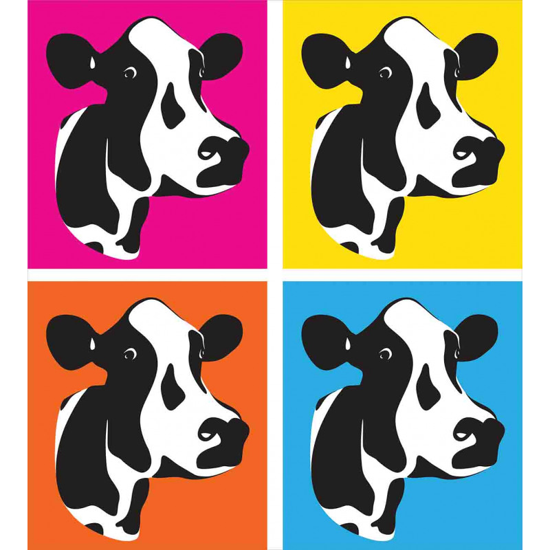 Pop Art Cow Heads Image Duvet Cover Set