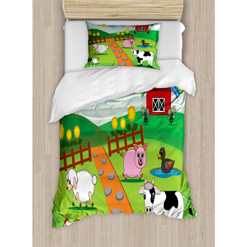 Cartoon Farmhouse Life Duvet Cover Set