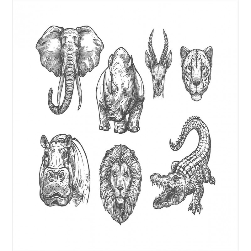 Hand-Drawn Zoo Animals Duvet Cover Set