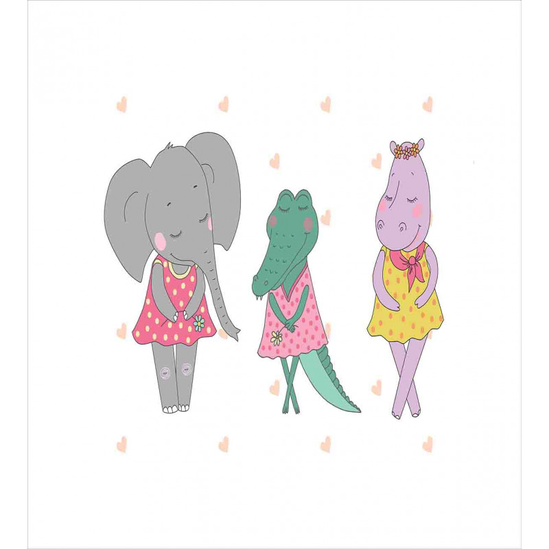 Elephant Girl Polka Dress Duvet Cover Set