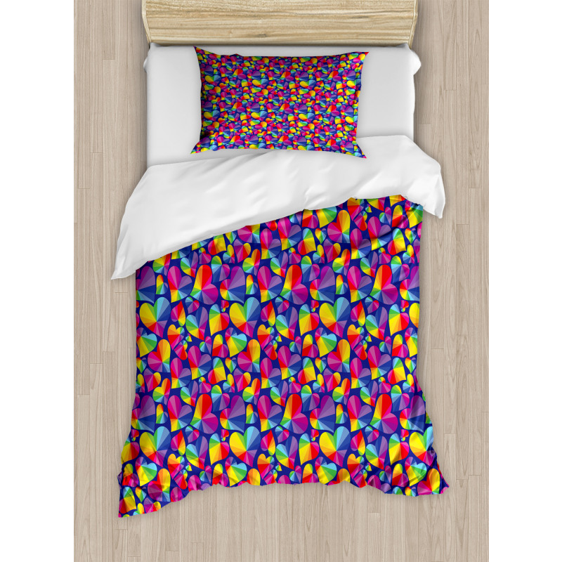 Rainbow Color Tone Heart Duvet Cover Set