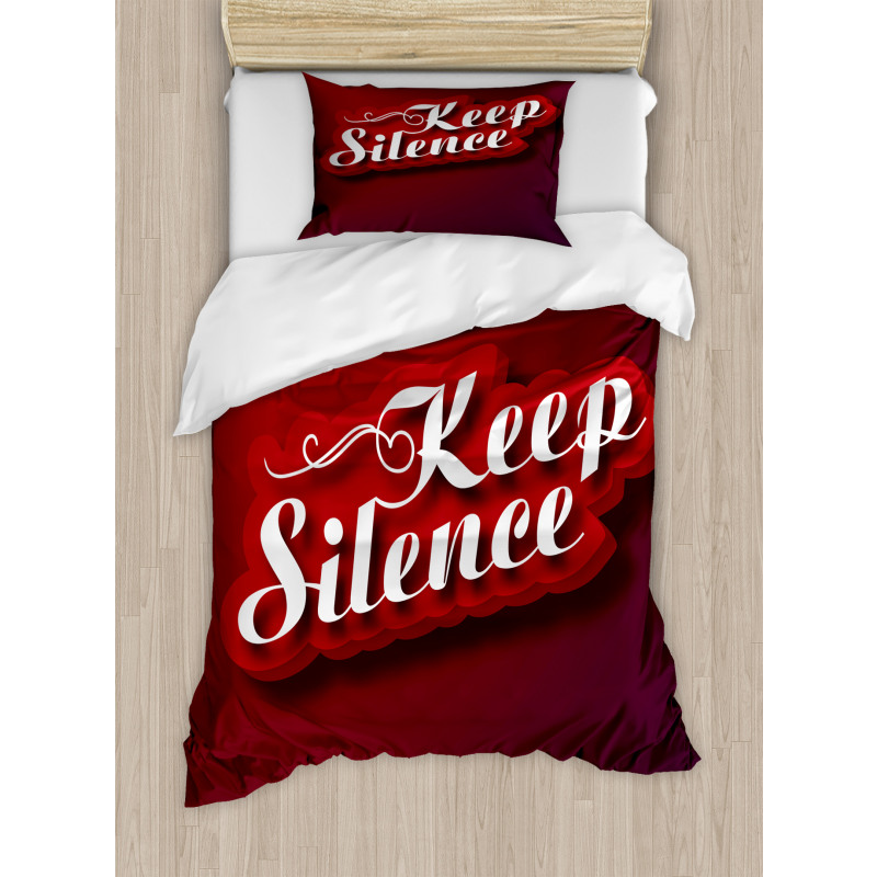 Keep Silence Modern Text Duvet Cover Set