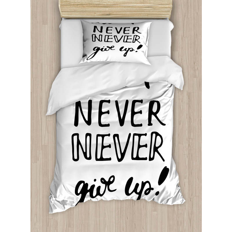 Never Give up Motivation Duvet Cover Set