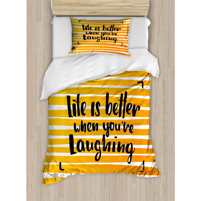 Always Laugh Striped Duvet Cover Set