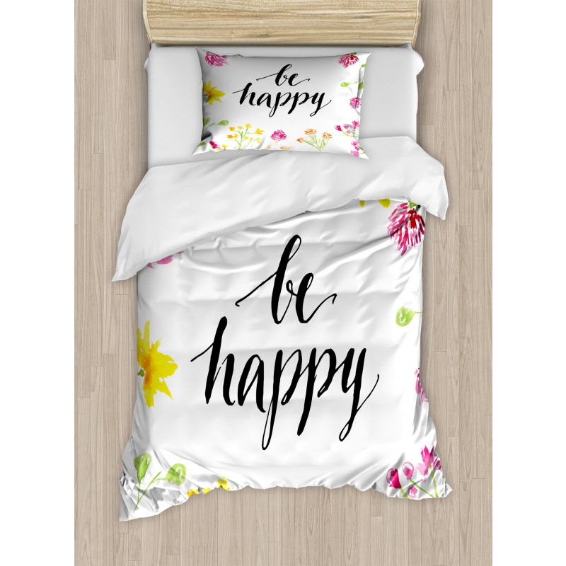 Positive Vibes Be Happy Duvet Cover Set