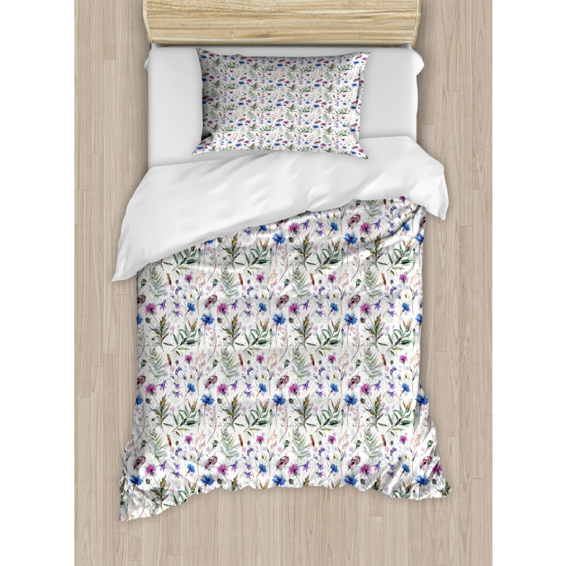 Watercolor Wildflowers Duvet Cover Set