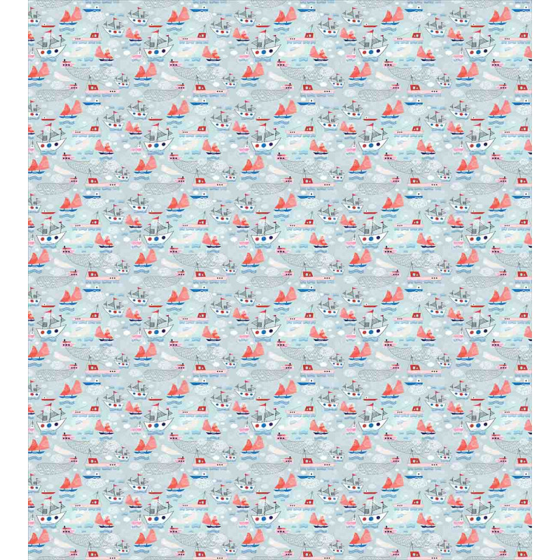 Ships on the Sea Pattern Duvet Cover Set