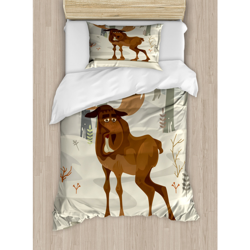 Funny Elk Mascot Duvet Cover Set