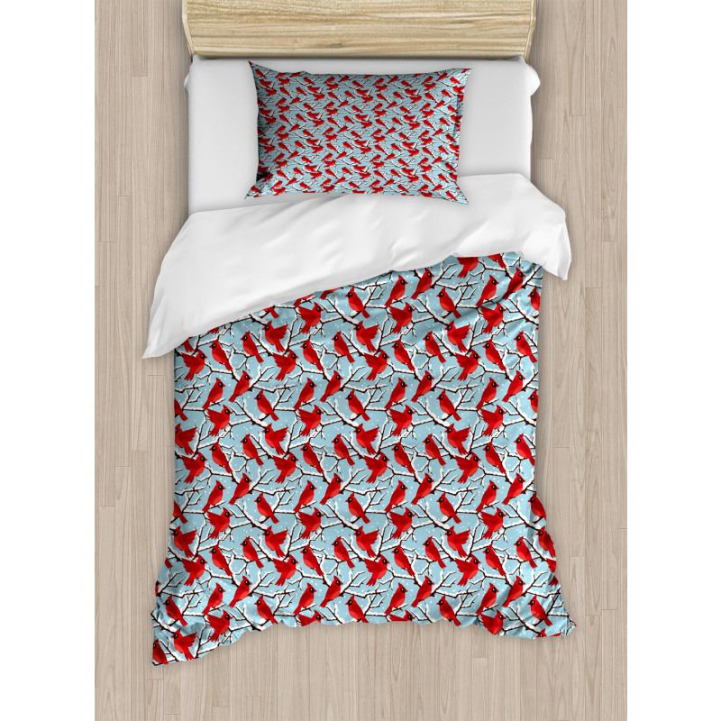 Cardinal Birds Trees Duvet Cover Set