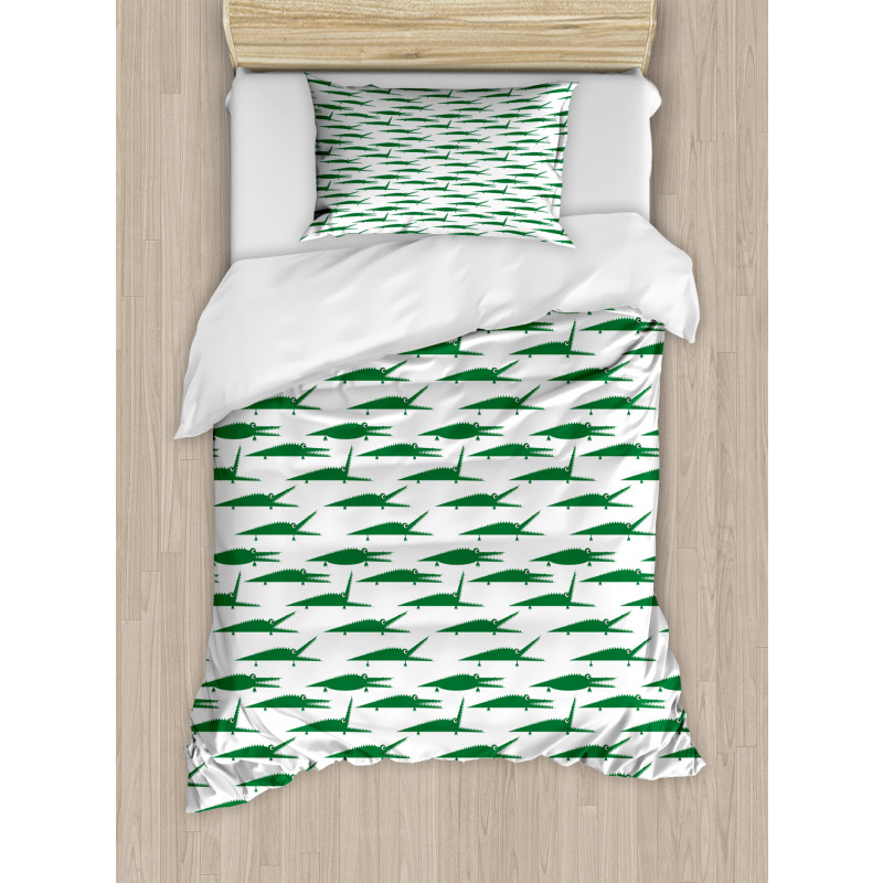 Funny Green Alligator Duvet Cover Set