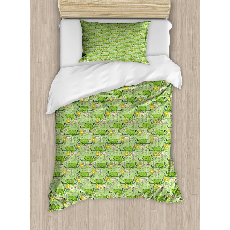 Chameleons on Branches Duvet Cover Set