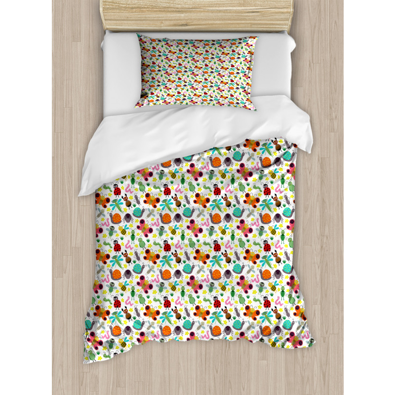 Colorful Summer Insects Duvet Cover Set