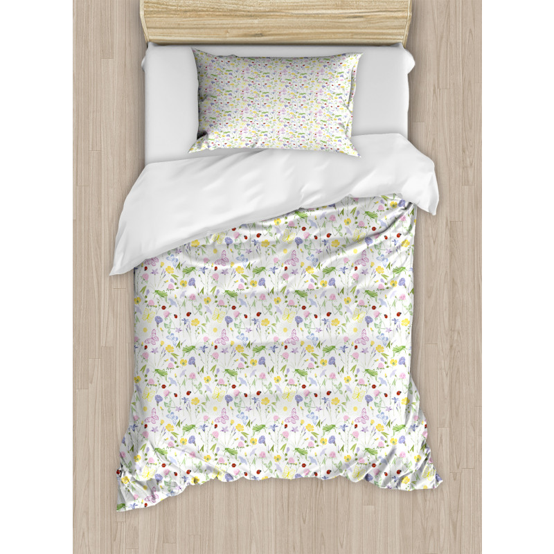 Butterfly and Flowers Duvet Cover Set