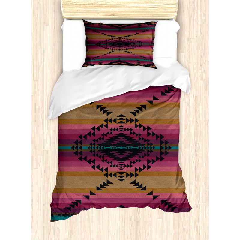 Colorful Stripes Triangles Duvet Cover Set