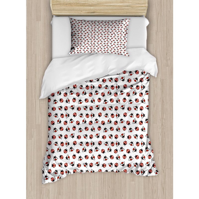 Cartoon Beetle Design Duvet Cover Set