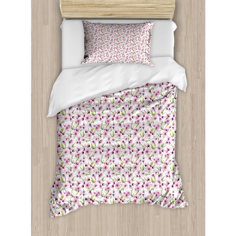 Aquarelle Style Flowers Duvet Cover Set