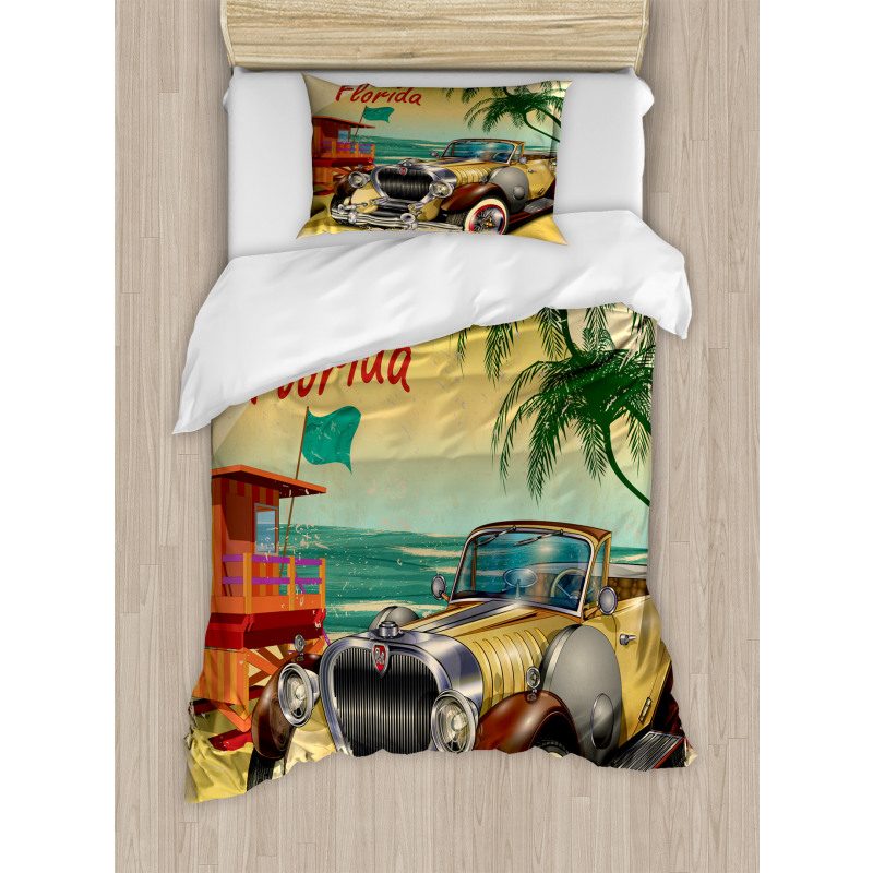 Old Beach Car Picture Duvet Cover Set