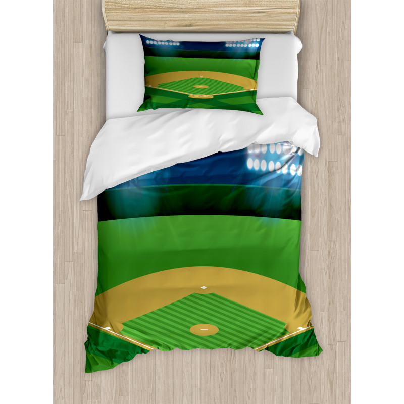 Cartoonish Field Stadium Duvet Cover Set