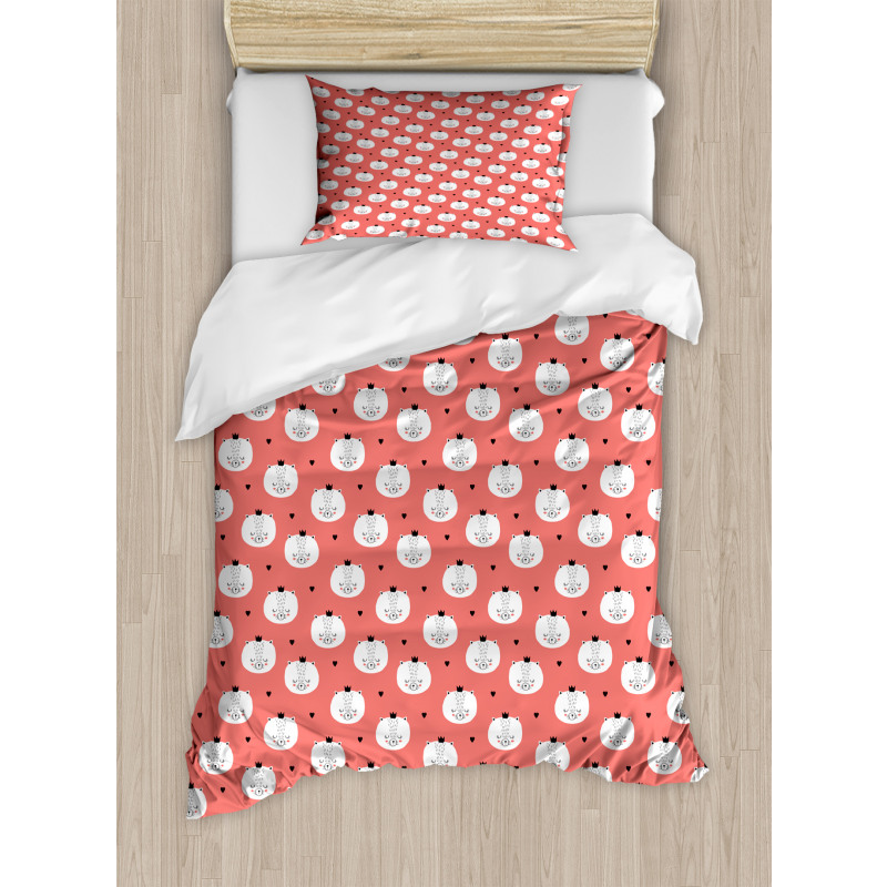 Felines Crowns and Hearts Duvet Cover Set