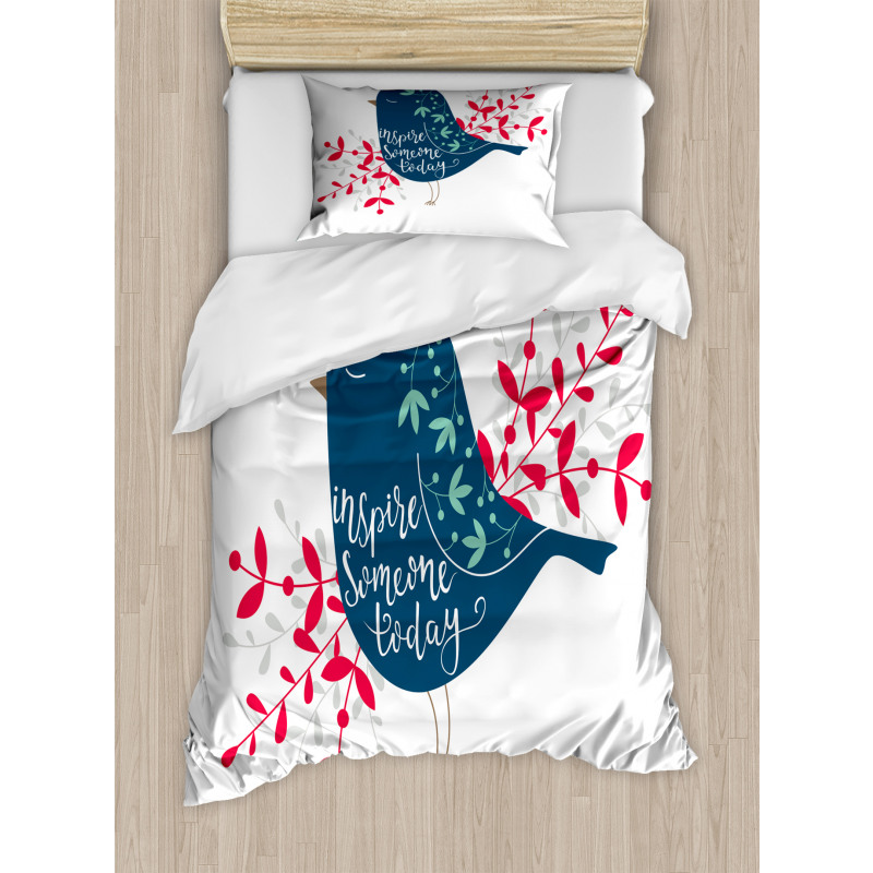 Sparrow with Foliage Duvet Cover Set