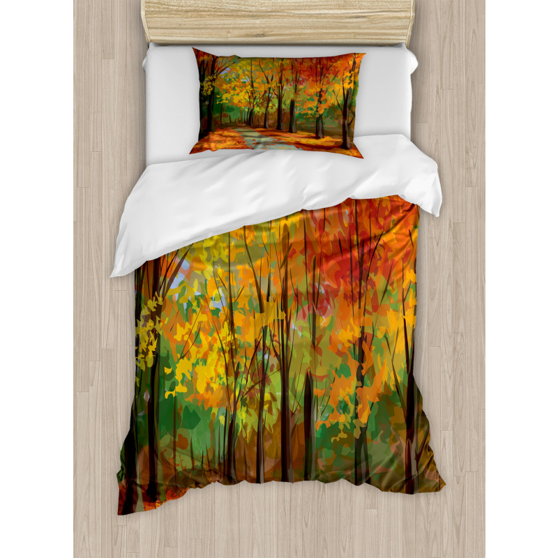 North Woods with Leaves Duvet Cover Set