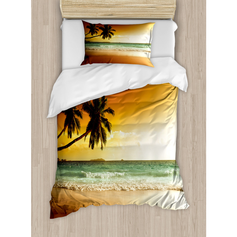 Palm Tree Exotic Beach Duvet Cover Set