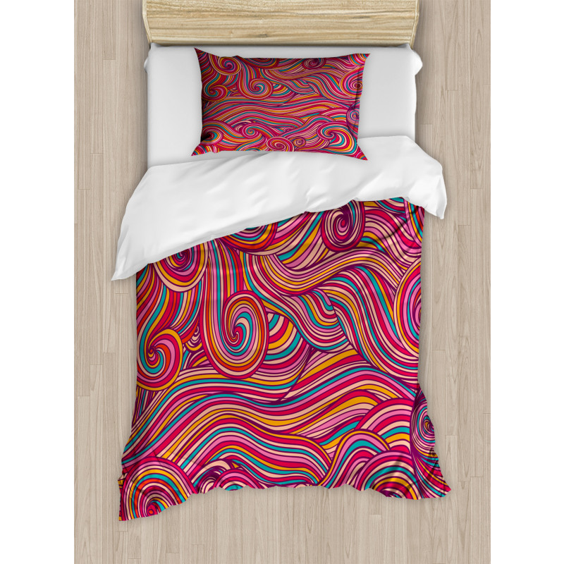 Colorful Vibrant Waves Duvet Cover Set