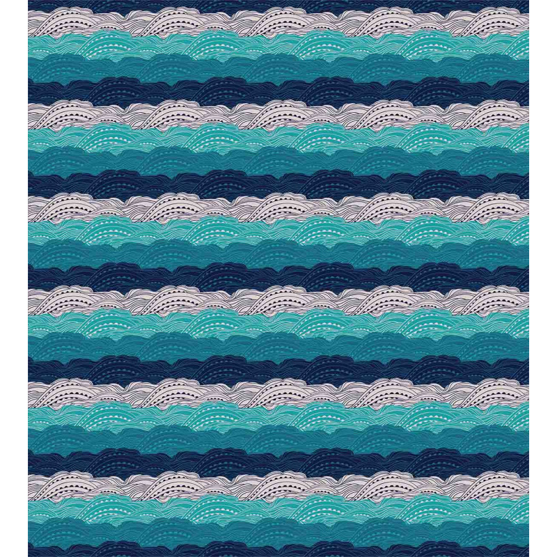 Ornamental Waves in Blue Tones Duvet Cover Set