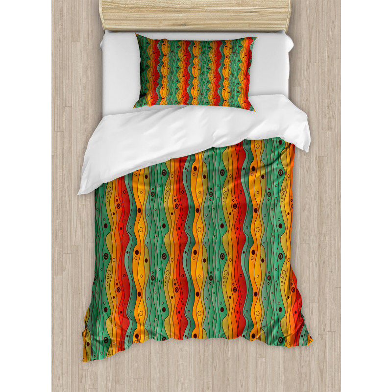 Wavy Vertical Lines Retro Duvet Cover Set