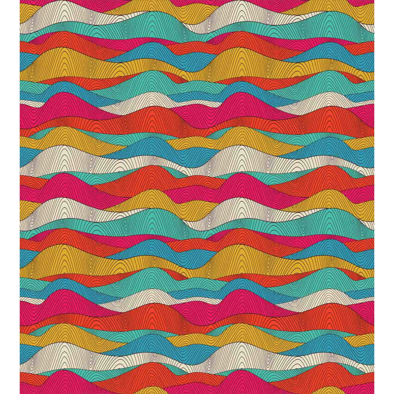 Retro Colorful Wave Design Duvet Cover Set