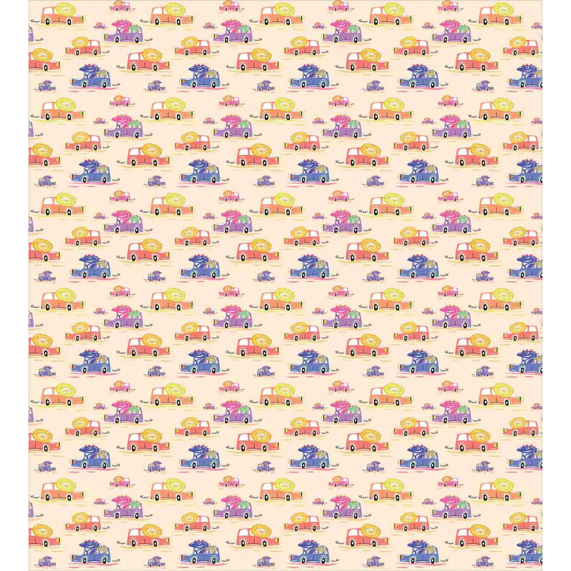 Funny Lions Dinos in Cars Duvet Cover Set