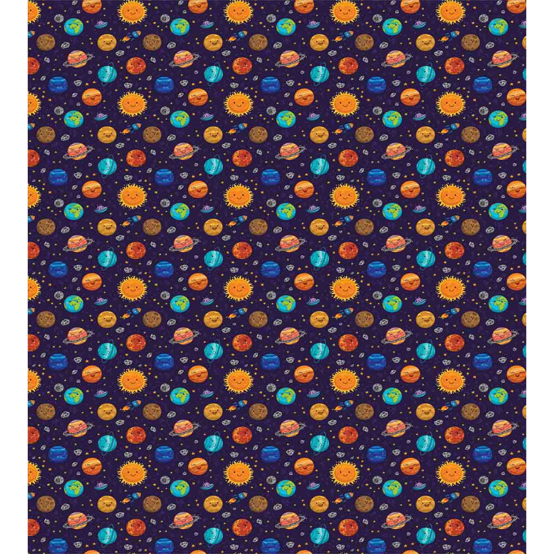 Cheerful Planets and Rockets Duvet Cover Set