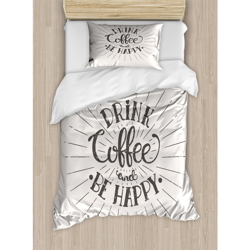 Coffee Words Grunge Effect Duvet Cover Set