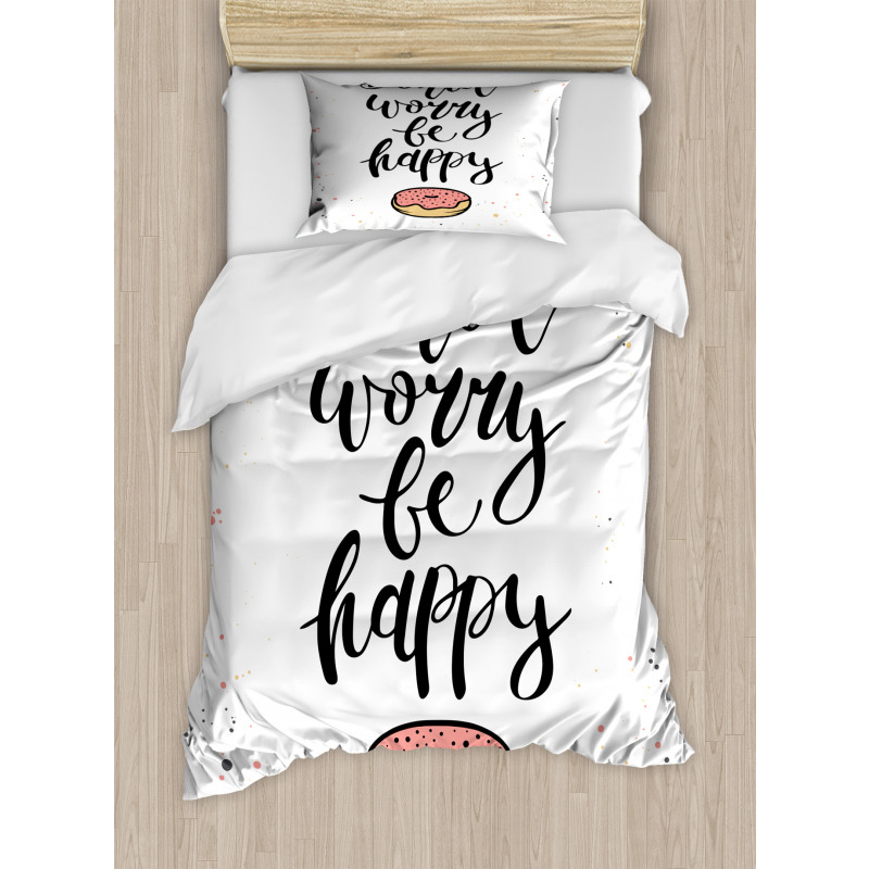 Donut Worry Words Stains Duvet Cover Set