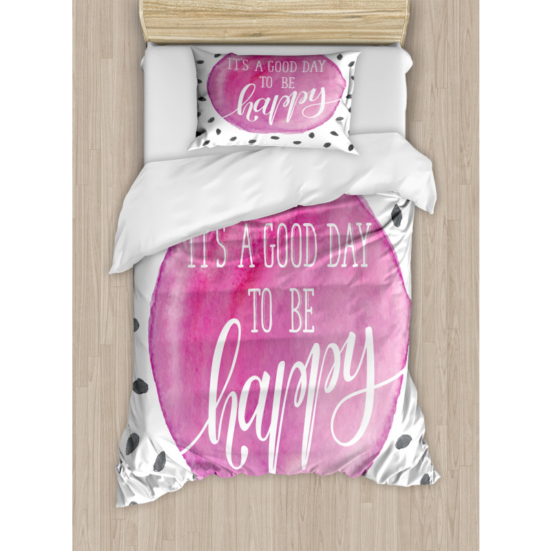 Watercolor Spot with Words Duvet Cover Set
